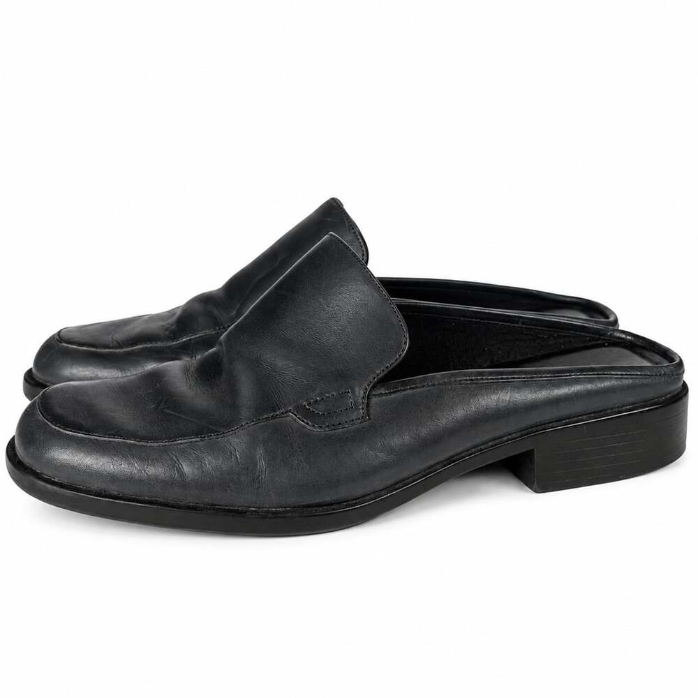 Aerosoles Mules Loafers Size 7.5 Black Leather Slip-on Shoes